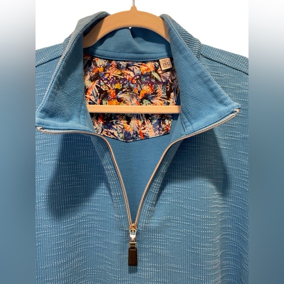 Robert Graham Adrift Knit Shirt -Blue Quarter-Zip Sweater size 2XL - Picture 2 of 4